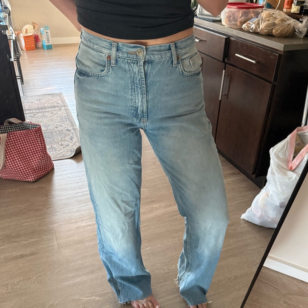 Zara Light Blue Wide Leg Jeans
